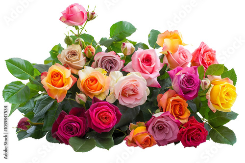 Stunning roses: popular flowering plants offering a palette of colors and fragrances to delight the senses isolated on transparent background