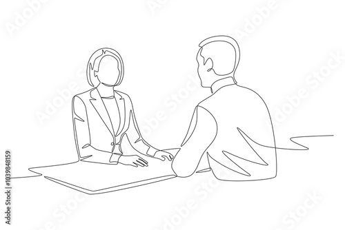 Work interview concept one-line drawing