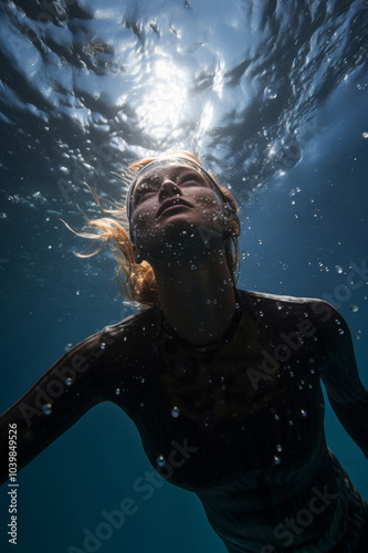 Swimmer - a woman swims underwater