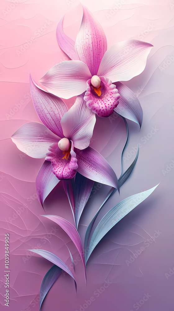 Phragmipedium Orchids logo 3d vector papercut Phragmipedium Orchids logo 3d vector papercut