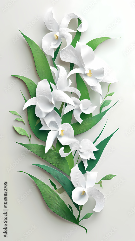 Obraz premium Phragmipedium Orchids logo 3d vector papercut