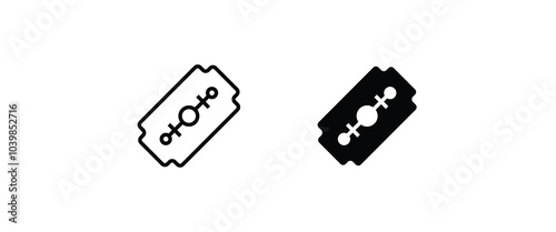 Blade razor icon. Black icon razor sharp. Black silhouette equipment barbershop line and flat icons set, editable stroke isolated on white, linear vector outline illustration, symbol logo design style