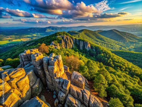 Breathtaking Drone Photography of Rocky Landscapes along Skyline Drive for Nature Enthusiasts