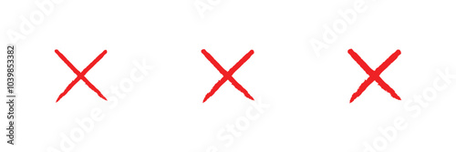 A set of red X is shown on a white background.