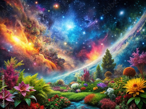 Breathtaking Macro Photography of an Epic Space Nebula Plant Landscape Environment