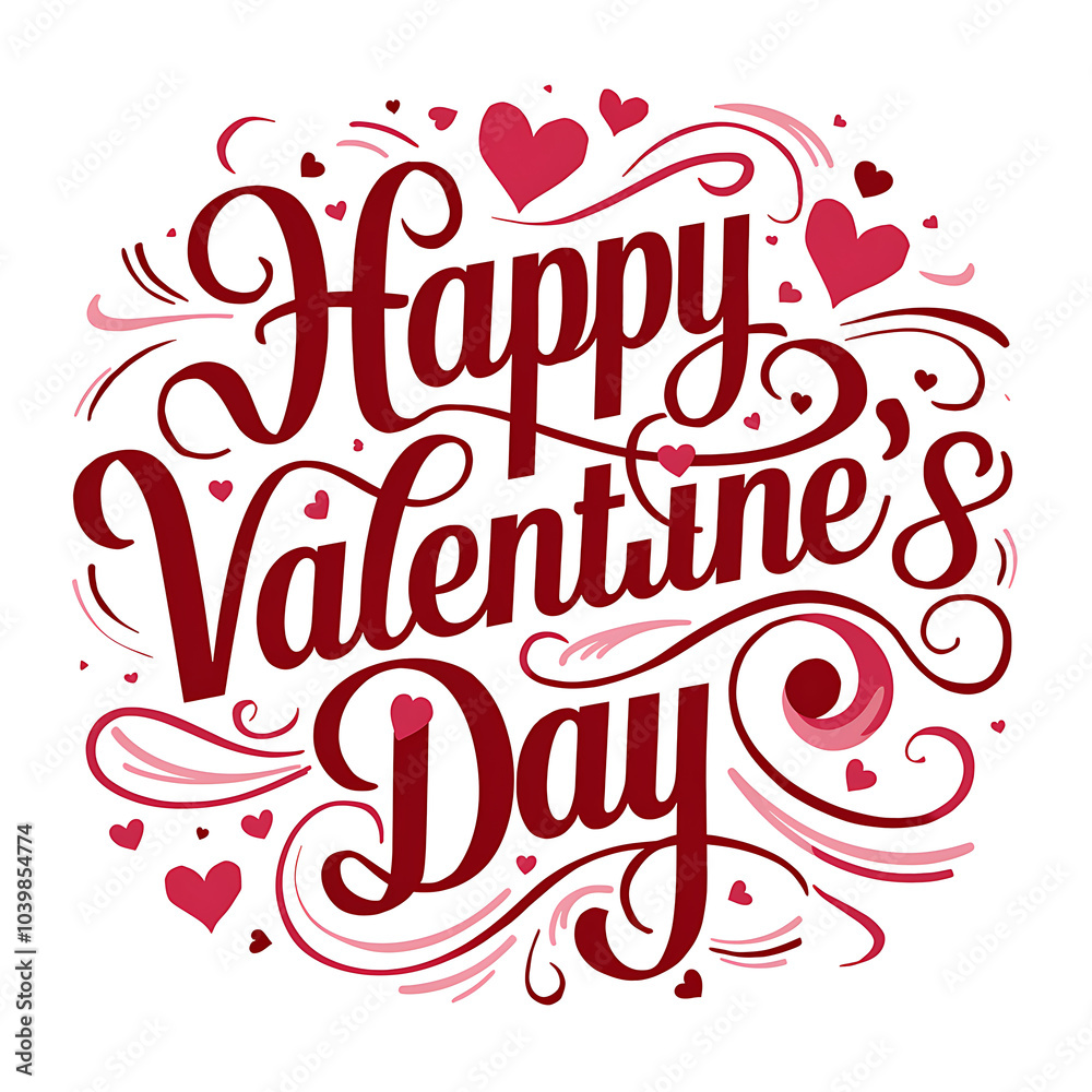 Obraz premium Happy Valentines day text Lettering heart shape invitation card. Happy Valentines Day greeting card. Calligraphic design for print cards, banner, poster Hand drawn text lettering