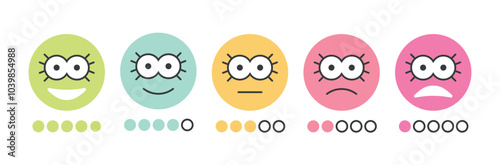 Feedback emotion colored faces rating scale icons vector cliparts