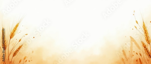 Watercolor ears of wheat border made of golden wheat or rye ears. Ears of wheat Frame