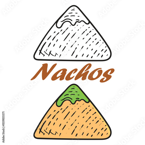 nachos hand drawn engrave style vector art icon