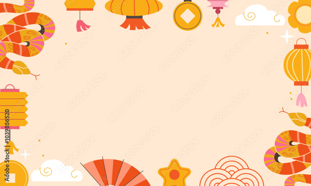 Chinese New Year frame. Vector background for Chinese new year. Poster, background, web banner Chinese New Year frame. Vector background for Chinese new year. Poster, background, web banner