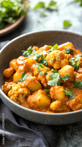 Delicious curry with potatoes and cauliflower