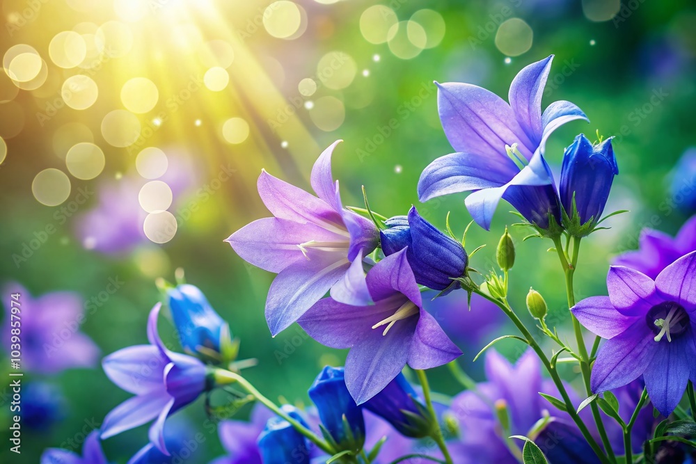 Campanula Flowers in Bokeh Effect – Serene Garden Beauty Captured in Soft Focus Campanula Flowers in Bokeh Effect – Serene Garden Beauty Captured in Soft Focus
