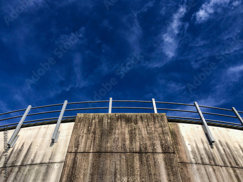 Large concrete municipal water supply tank.