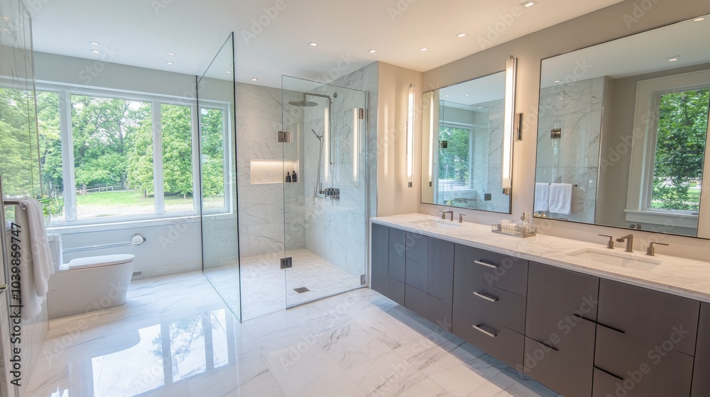 Modern Elegant Bathroom with Natural Light Modern Elegant Bathroom with Natural Light