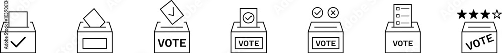 Vote ballot icon set. Mailbox with your choice of voting icons. Ballot box icon vector illustration
