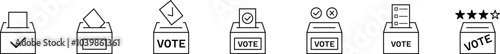 Obraz na płótnie Vote ballot icon set. Mailbox with your choice of voting icons. Ballot box icon vector illustration w salonie