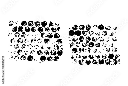 collection of black paint imprint, strokes, lines. artistic design elements. Isolated on white background, strokes vector. bubble wrap imprint