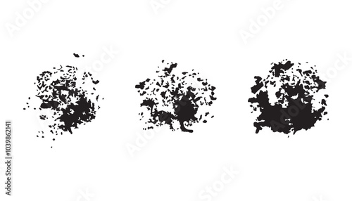 set of 3 brushes, collection of black paint bush, strokes, lines. artistic design elements. Vector illustration. Isolated on white background, Brush strokes vector. Set of text boxes. Paintbrus