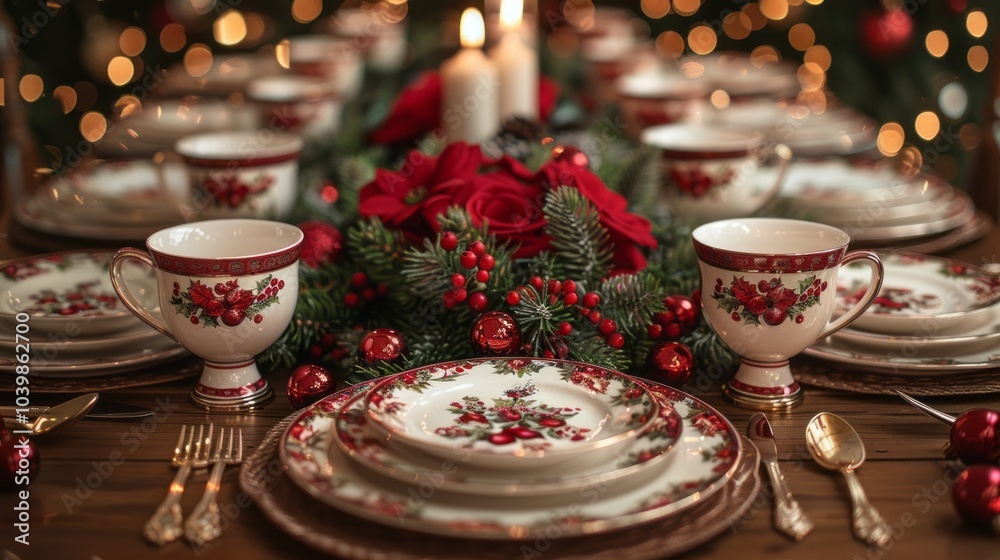 A table with a red and white tablecloth and a red A table with a red and white tablecloth and a red