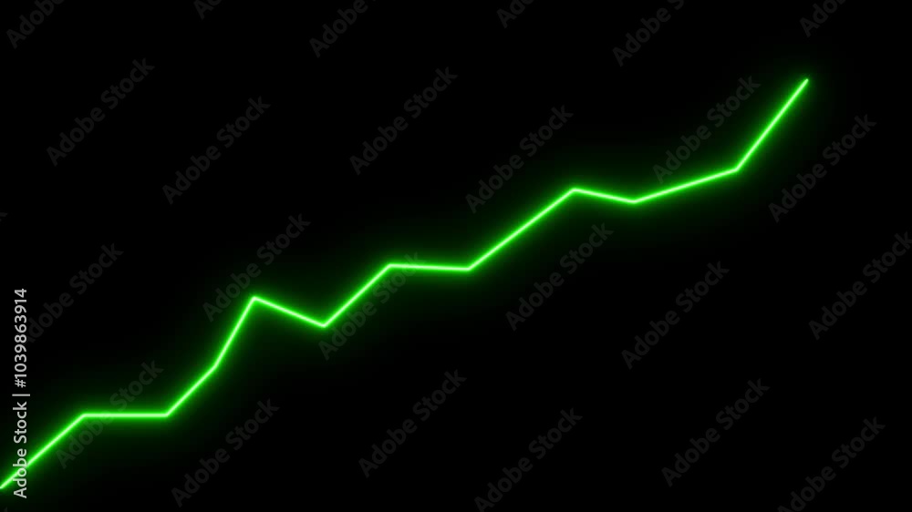 Neon business growing graph line animation on black background. Neon business growing graph line animation on black background.