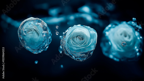 dark illustration, white roses in water, conceptul surreal photography photo