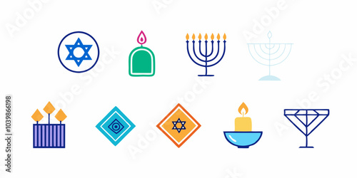 Hanukkah symbols and decorations for jewish holiday design projects