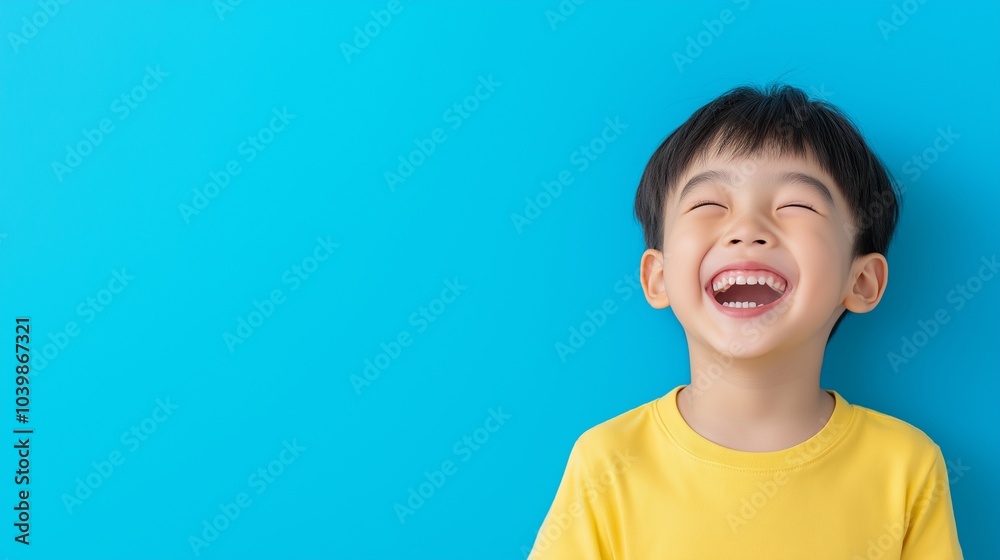 Asian boy smile on flat background Asian boy smile on flat background