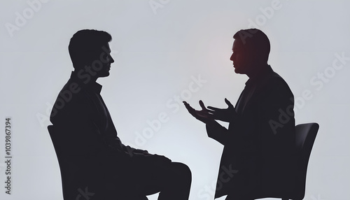 Patient meet doctor or psychologist consulting about fertility treatment for infertility, or psychotherapy session concept, prostate cancer awareness isolated with white highlights, png