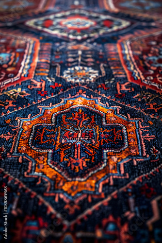 Persian Rug with Traditional Knotting Close-up