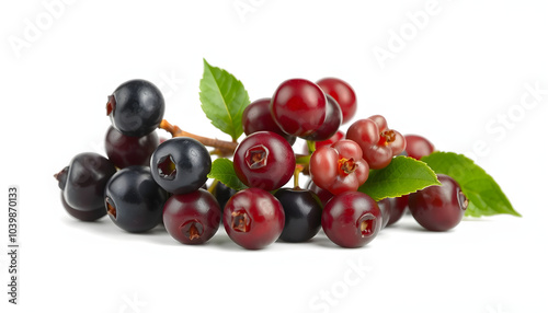 Aronia- und Holunderbeeren isolated with white highlights, png