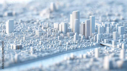 Fototapeta Naklejka Na Ścianę i Meble -  Abstract white city model with skyscrapers on a white background