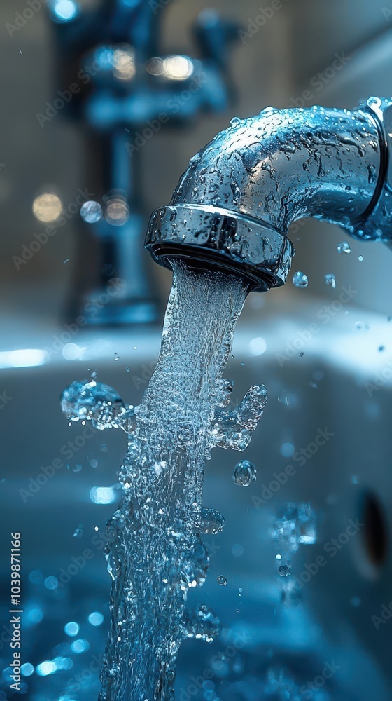 broken water pipe leaking from a connection water splashing sharp focus on the joint soft background blur capturing the chaos of a home plumbing issue broken water pipe leaking from a connection water splashing sharp focus on the joint soft background blur capturing the chaos of a home plumbing issue