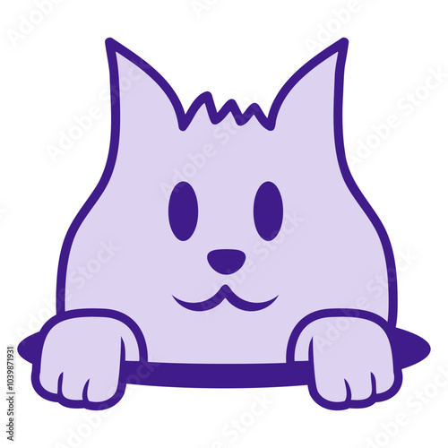 Cute Cat Ground Hole looking happy Isolated Vector Graphic Design Illustration
