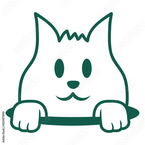 Cute Cat Ground Hole looking happy Isolated Vector Graphic Design Illustration
