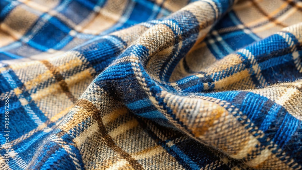 Close-Up of Blue and Beige Woolen Plaid: Textured Patterns for Cozy Decor and Fashion Inspiration Close-Up of Blue and Beige Woolen Plaid: Textured Patterns for Cozy Decor and Fashion Inspiration