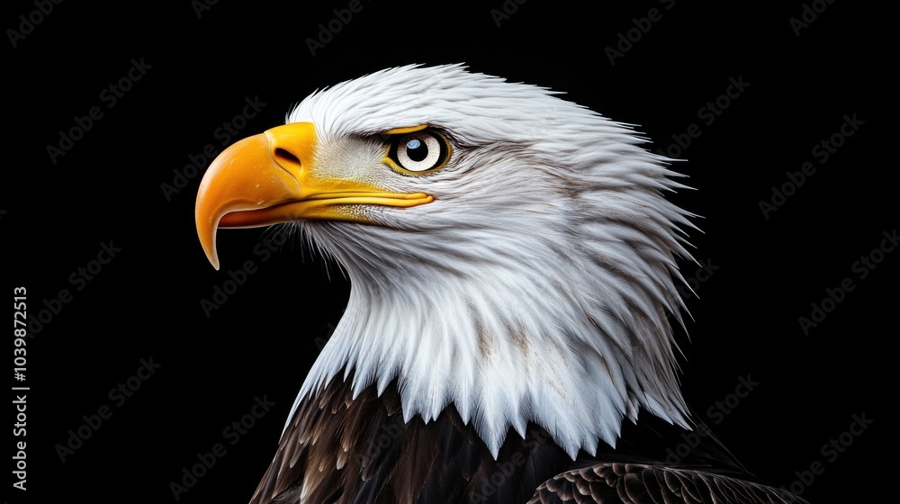 Close-up of a majestic eagle with a striking profile. Close-up of a majestic eagle with a striking profile.