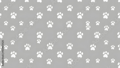 Illustration gray dog paw prints background that repeats and seamless isolated with white highlights, png