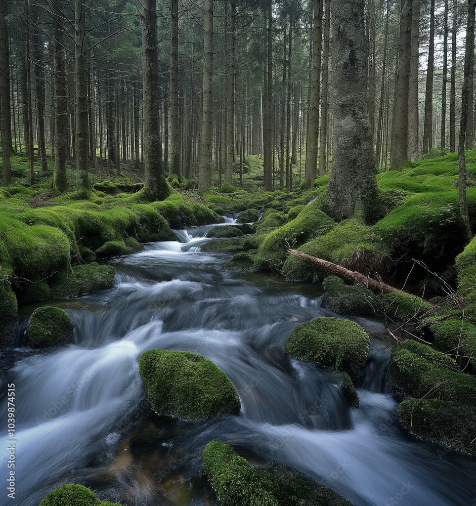 Fototapeta premium beautiful waterfall flowing in the forest 