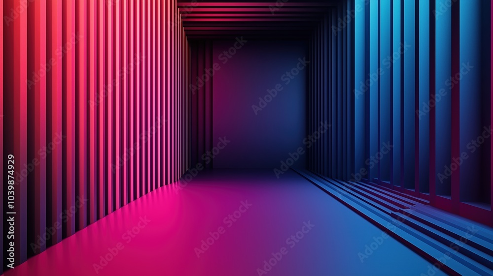 Vibrant Lines Create Depth in a Colorful 3D Space Vibrant Lines Create Depth in a Colorful 3D Space
