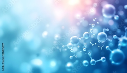 White and light blue medical abstract gradient background with molecules. web banner. Medical background in white and light blue gradient with molecular design.Science, technology and medical concept. photo