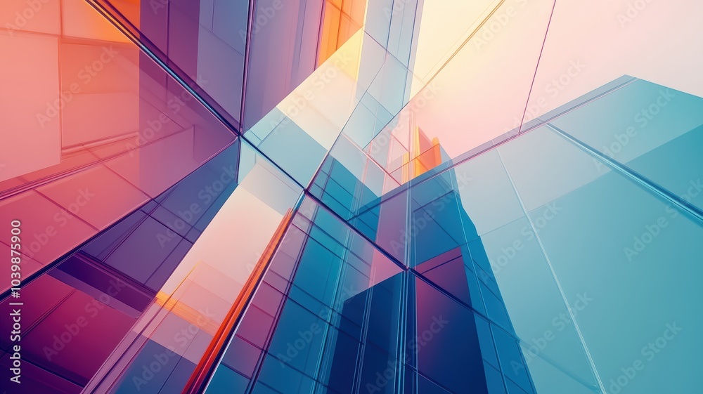 Fototapeta premium Urban Colorful Geometric Glass Reflections