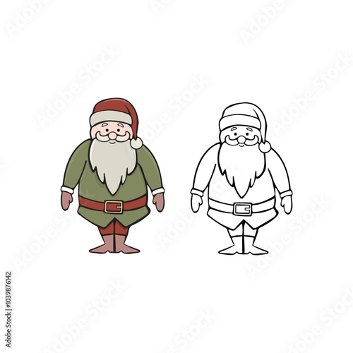 santa claus vector coloring book