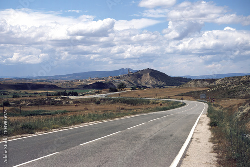 The road to Alto Lerga in Navarra, Spain