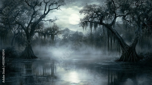 Haunting Swamp Landscape Creepy and Silent