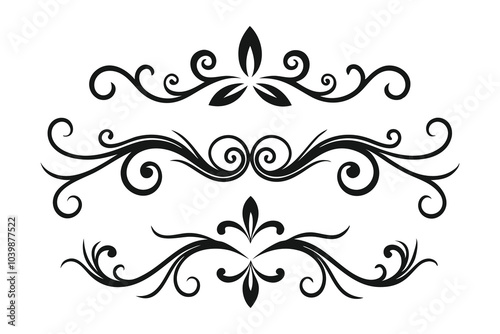 Decorative scroll design vector illustration featuring intricate patterns and elegant curves in a flat style.