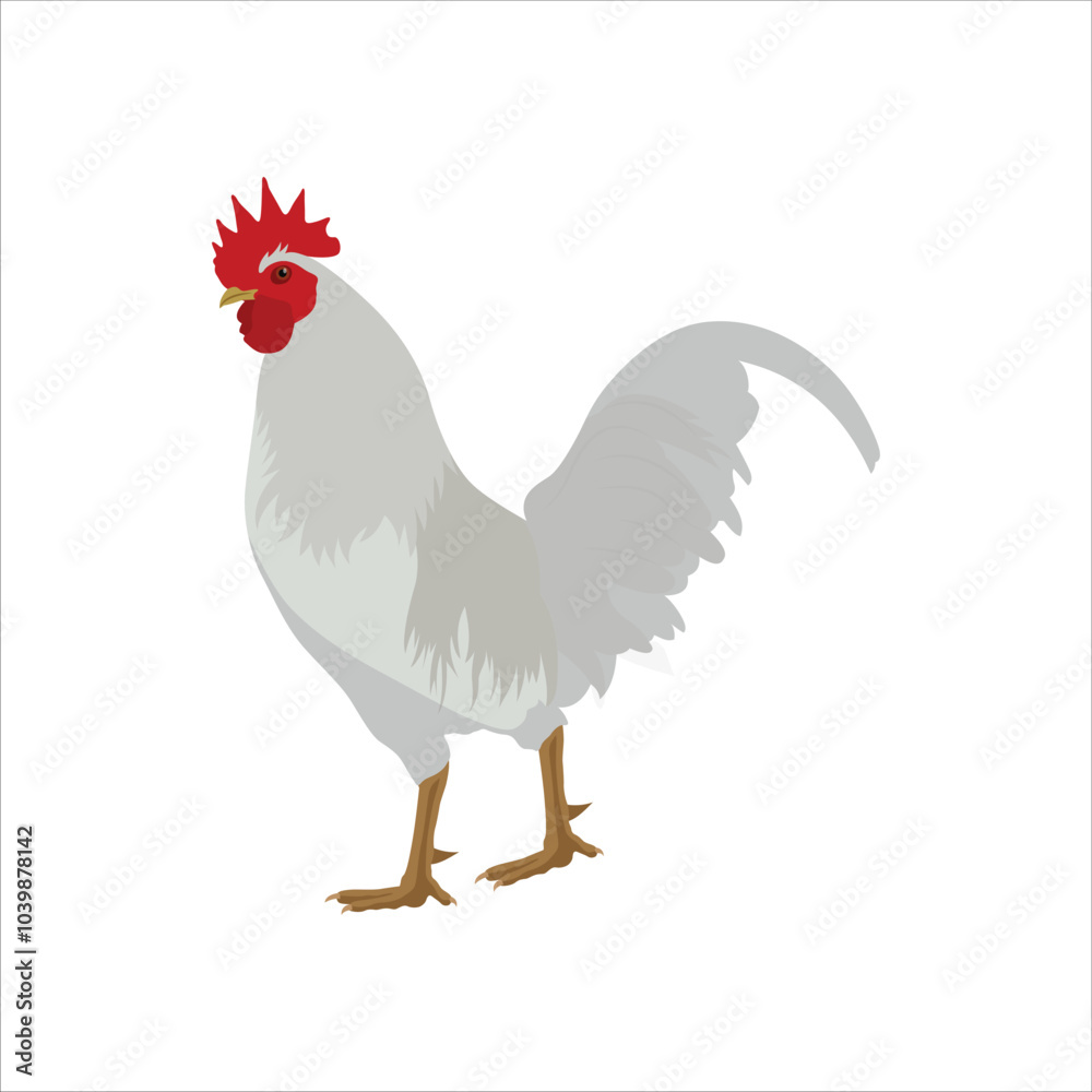 Fototapeta premium Vector illustration of chicken. Hen or rooster or chick domestic animal in cartoon flat style. Livestock farmland icon for poster, infographic, digital resources, logo, symbol