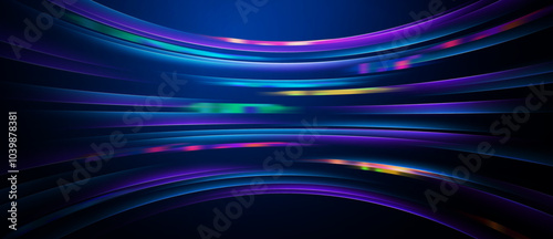 Multicolor glowing digital lights on blue abstract background