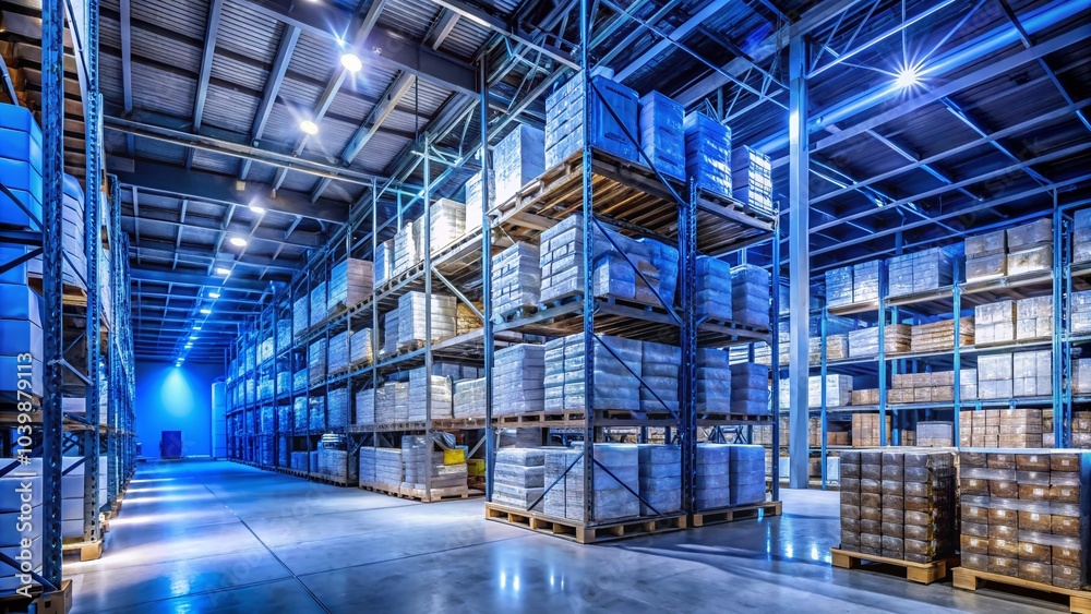 Cold Storage Unit with Racks and Boxes in a Warehouse - Refrigeration Equipment for Enterprises Cold Storage Unit with Racks and Boxes in a Warehouse - Refrigeration Equipment for Enterprises