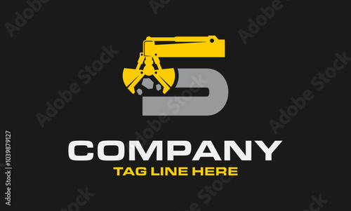 Letter S Rotating Excavator Buckets Logo Design .