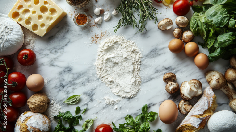 Ingredients for Baking on Marble Countertop Ingredients for Baking on Marble Countertop